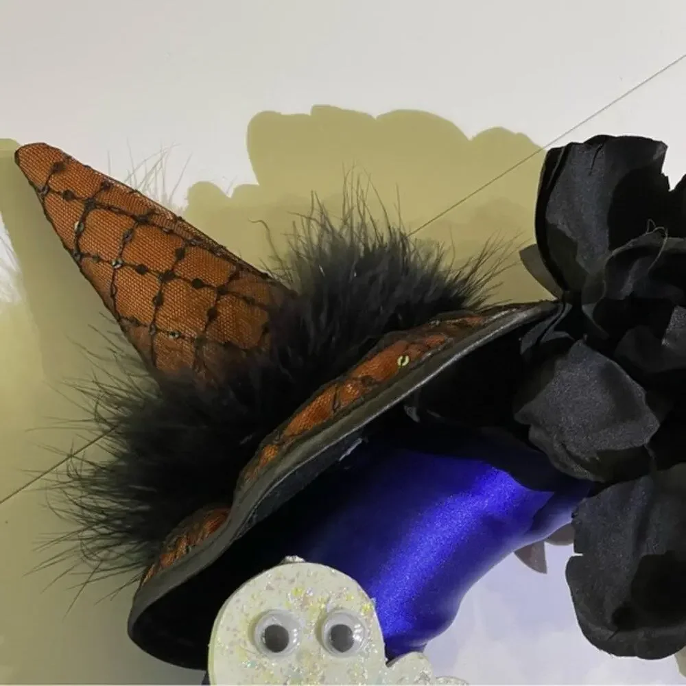 Handcrafted Royal Blue Halloween Witch Wreath